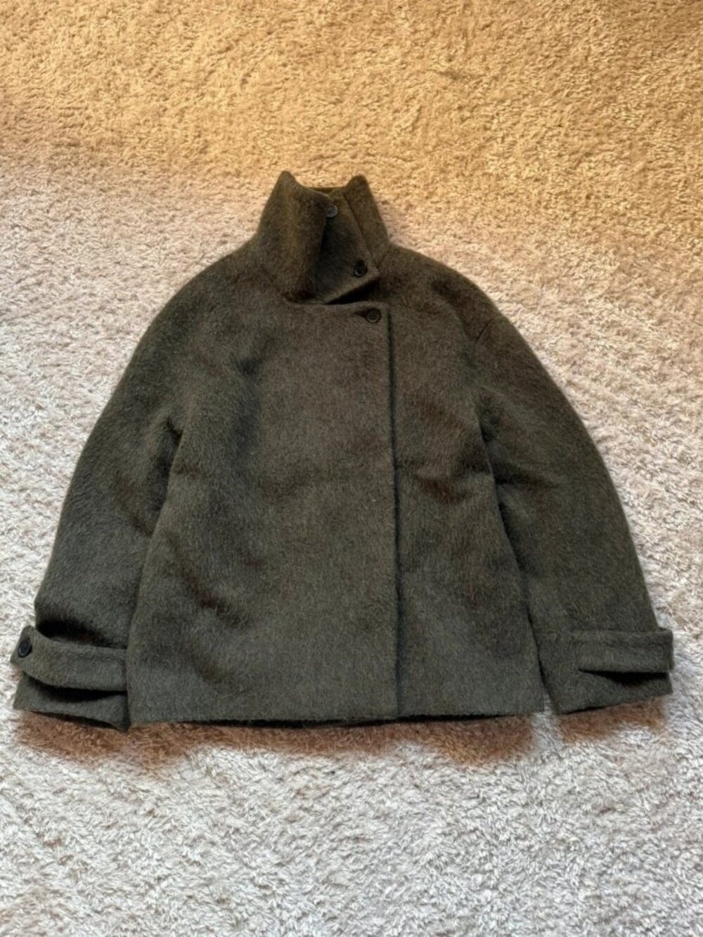 ARKET Manteco Wool Caban Peacoat Khaki Size XS